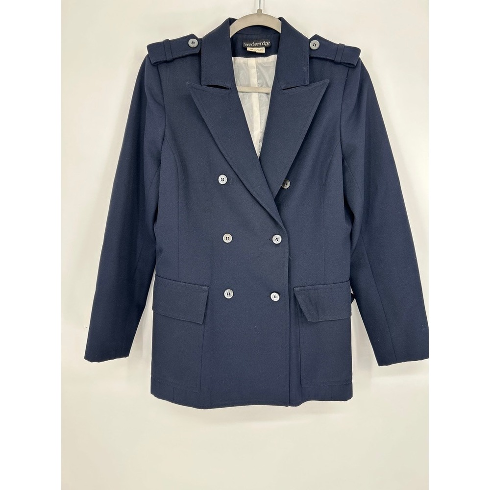 Vintage Breckenridge Womens Navy Double Breasted Coat Size 12 Military Napolean